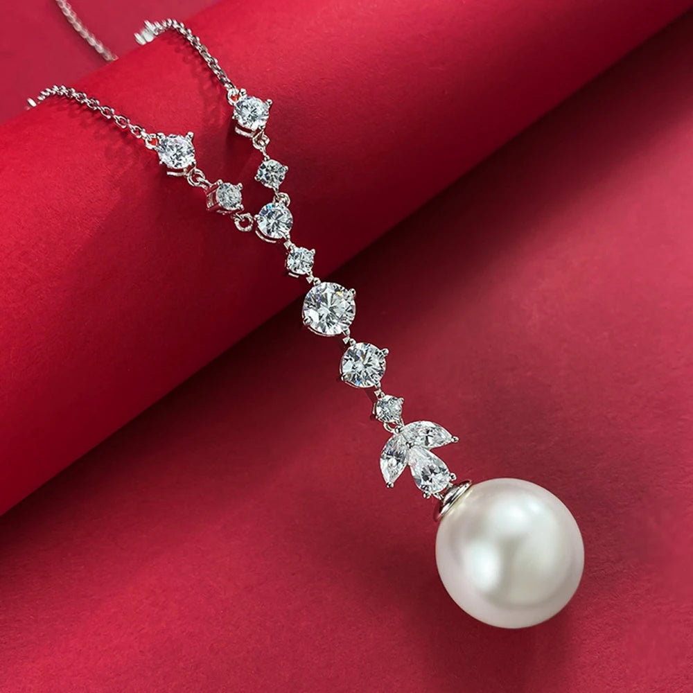 Pearl Pendant Necklace Moissanite