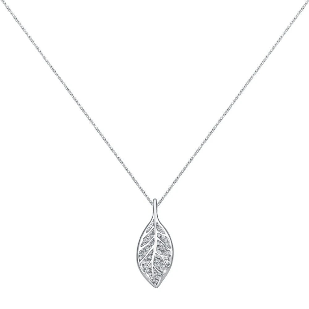 Moissanite Leaf Pendant Necklace