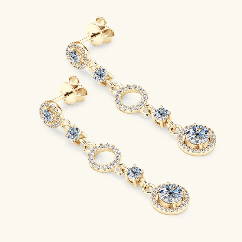 925 Sterling Silver Chain Tassel Earring D Color 2.0CTTW Moissanite