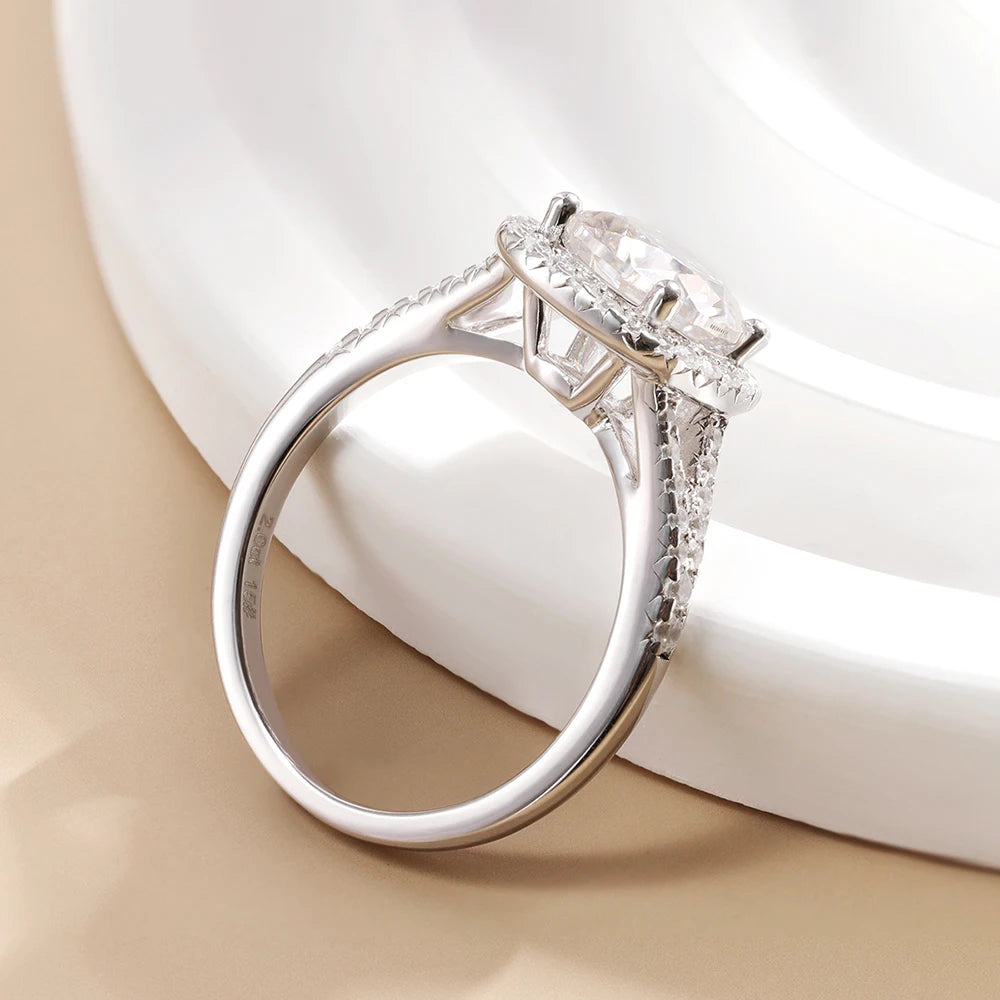 2ct D Color Moissanite Wedding Rings For Women Anniversary S925 Sterling Silver