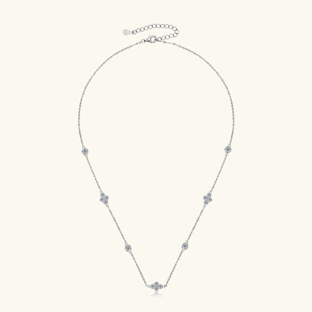 925 Sterling Silver Choker Necklaces 3mm Moissanite Clover Necklace for Women Neck Chain Female Jewelry Gift