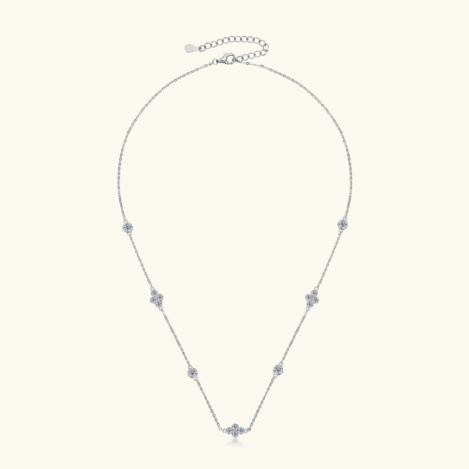 925 Sterling Silver Choker Necklaces 3mm Moissanite Clover Necklace for Women Neck Chain Female Jewelry Gift