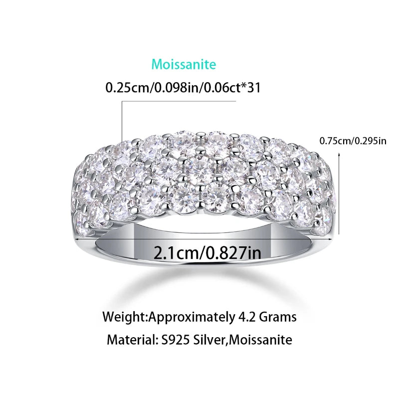 S925 Sterling Silver Ring Moissanite Wedding Bands Certified Lab Diamond Engagement Jewelry