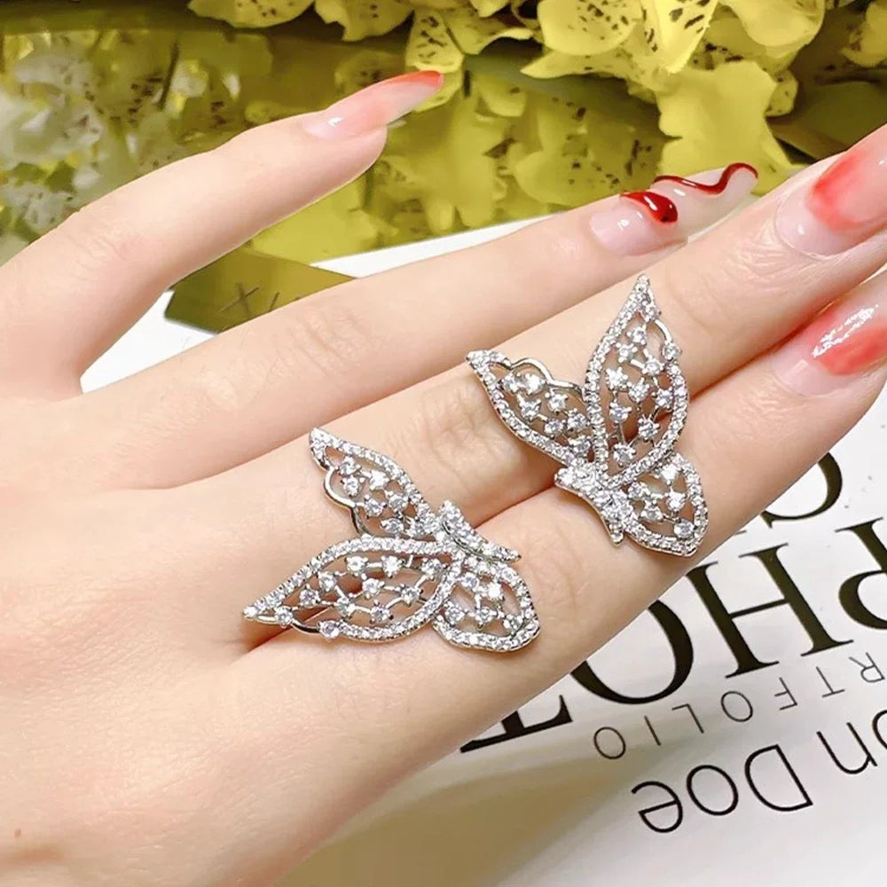 Moissanite Butterfly Stud Earrings