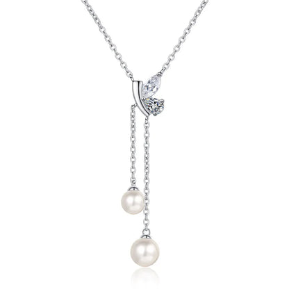 Moissanite Pendant Pearl Necklace