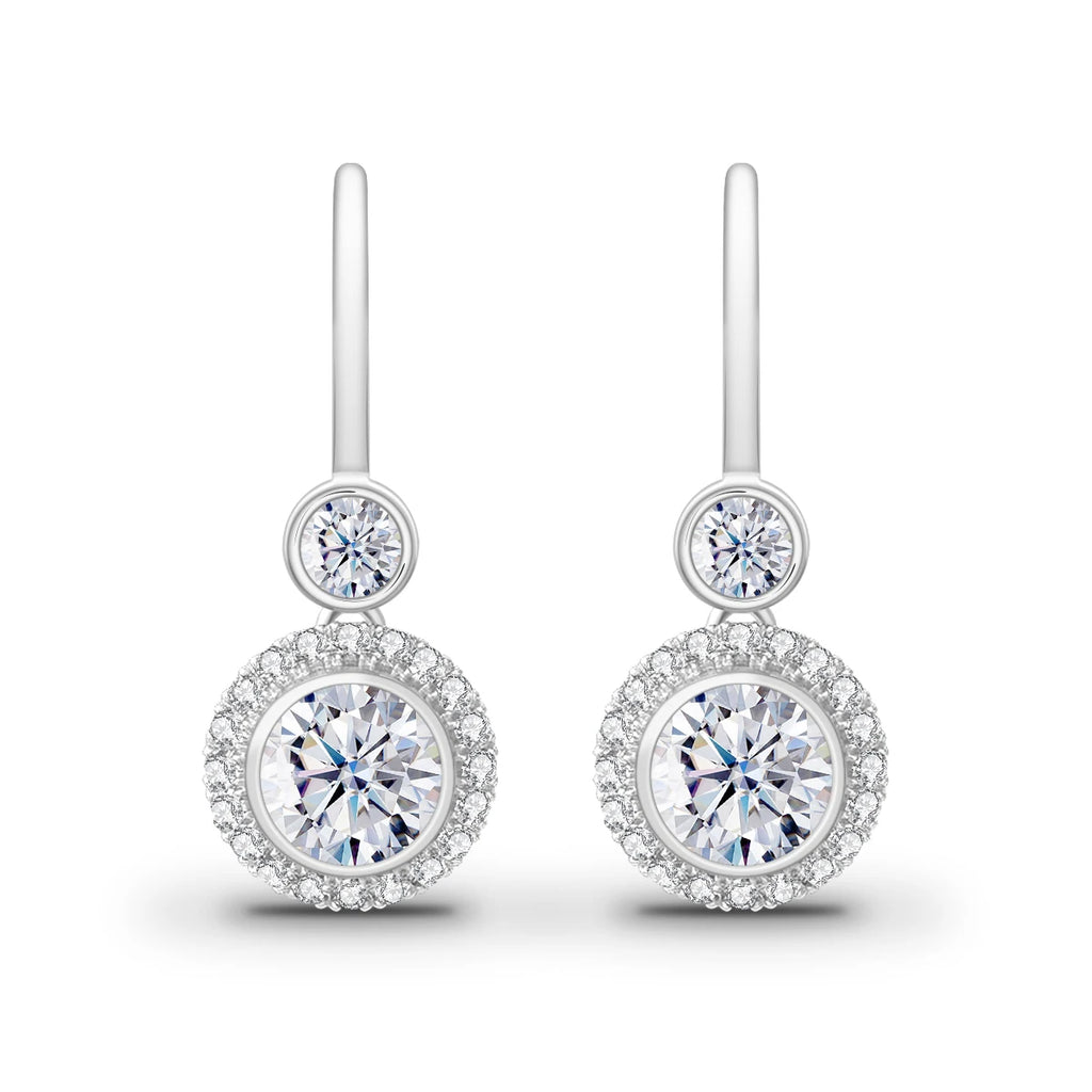 Moissanite Drop Earrings 100% Silver 925 1ct
