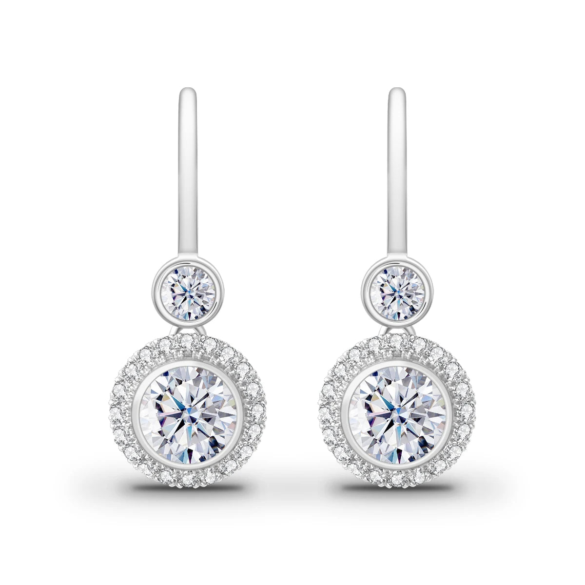 Moissanite Drop Earrings 100% Silver 925 1ct
