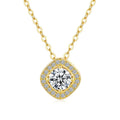14K Gold Plated PT950 Square Pendant Necklace Classic Design Platinum Women's Jewelry