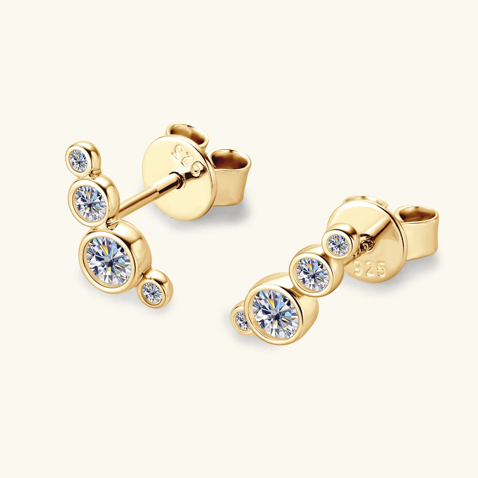 Original 925 Sterling Silver D Color Diamond Bubble Earrings Ear Stud for Women Trend Jewelry 3mm Bezel Moissanite Earrings