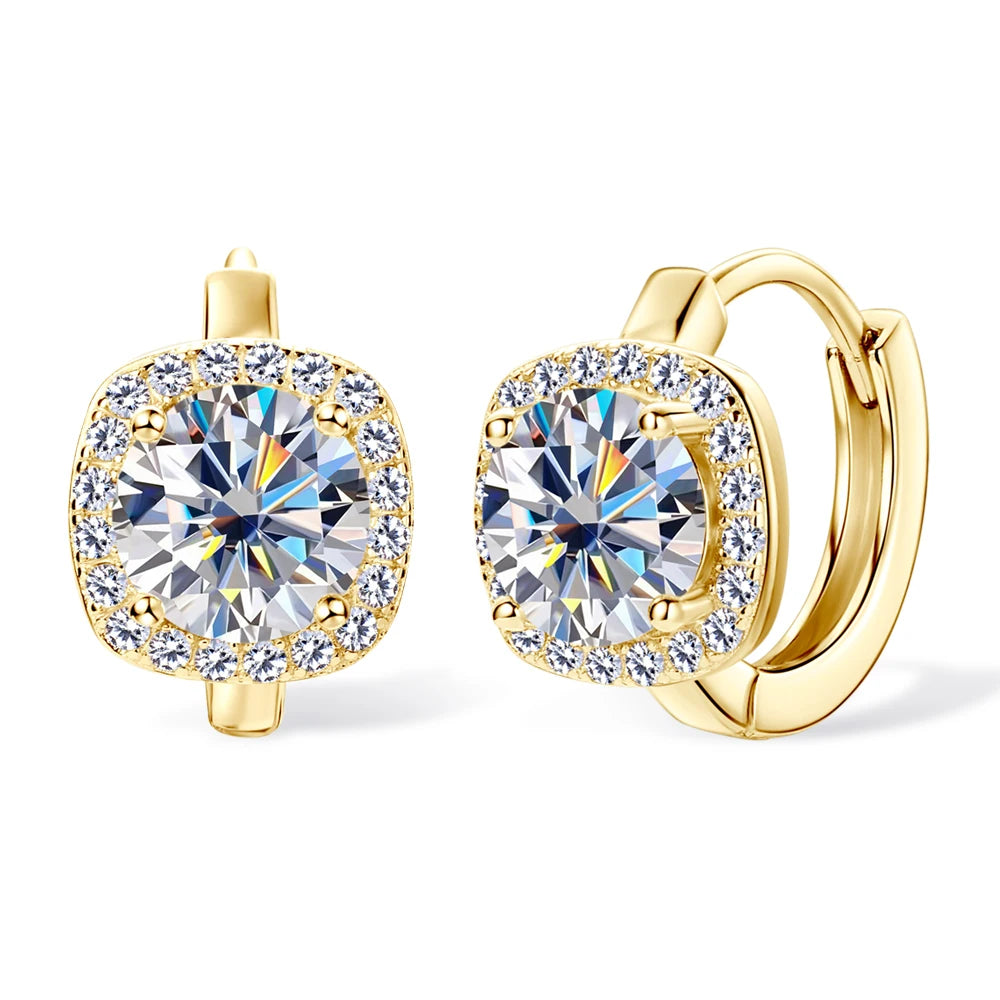 Hoop Earrings for Women GRA Certified S925 Sterling 1CT Full Moissanite Silver Lab Diamond Earring Wedding Jewelry