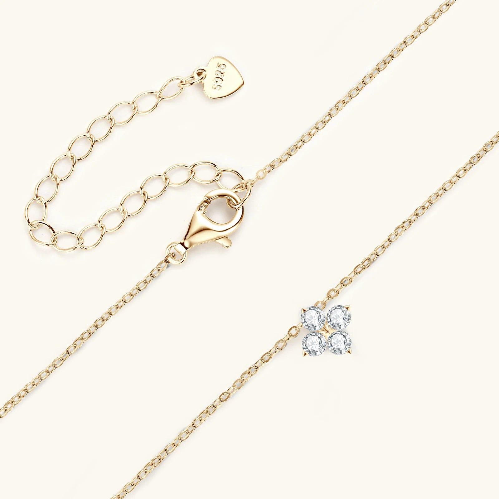 Four Leaf Clover All Moissanite Necklace S925 Sterling Silver 18K Gold Plated 3mm Clover Diamond Pendant Chocker for Women Gift