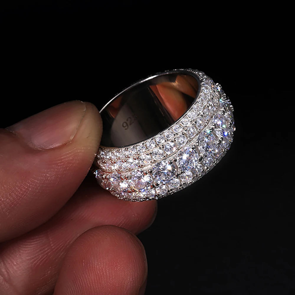 Moissanite Rings For Men Women 100% S925 Sterling Silver Plated 18K Real D Color