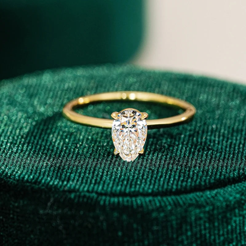 Women Engagement 18K Gold Wedding Band 1/2CT Moissanite Diamond Daughter Birthday Family Christmas Gift Lover Valentine's Day