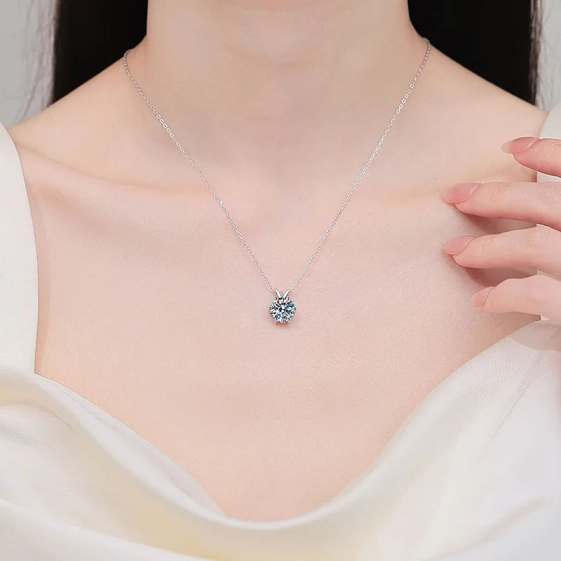 Girl Valentine's Day 18K White Gold Women Wedding Necklaces 1/2/3CT Moissanite Diamond Daughter PT950 Platinum Birthday Gift