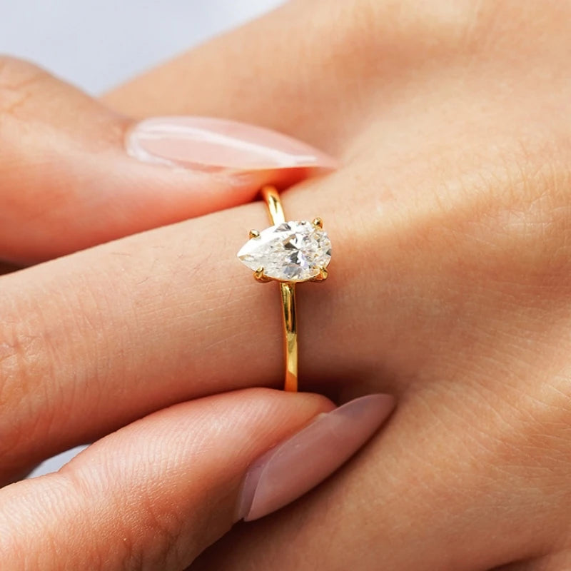 Women Engagement 18K Gold Wedding Band 1/2CT Moissanite Diamond Daughter Birthday Family Christmas Gift Lover Valentine's Day