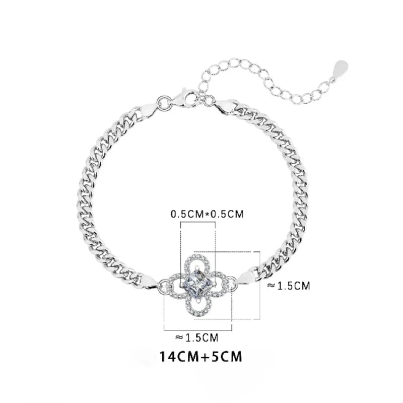 1ct  Moissanite Bracelet Cuban Chain