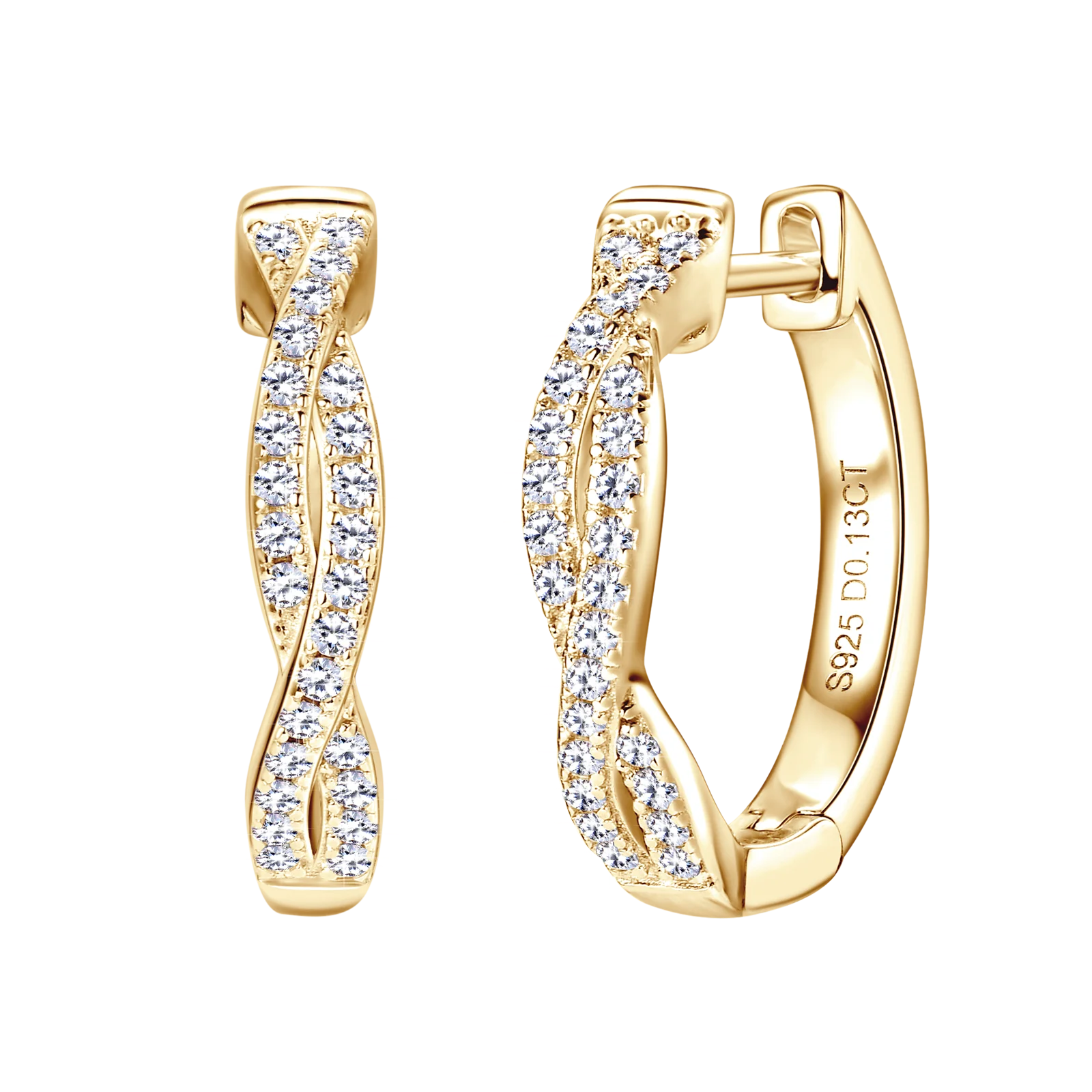 New Twisted Hoop Earrings S925 Sterling Silver Moissanite Diamond Earrings for Women Girls Wedding Birthday Jewelry Gifts