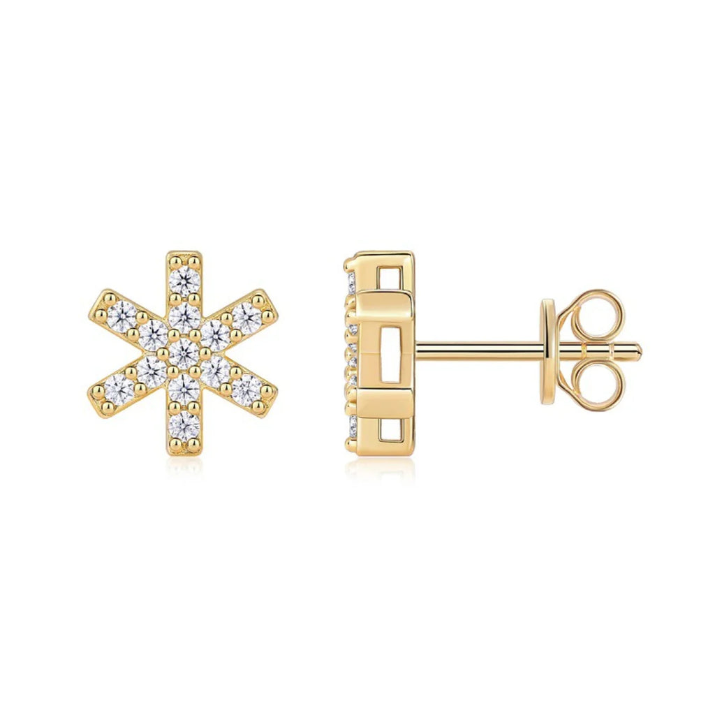 925 Sterling Silver 18K Gold Plated Stud Earrings 1.5mm Sparkling Moissanite Earrings for Women Piercing Jewelry Gift