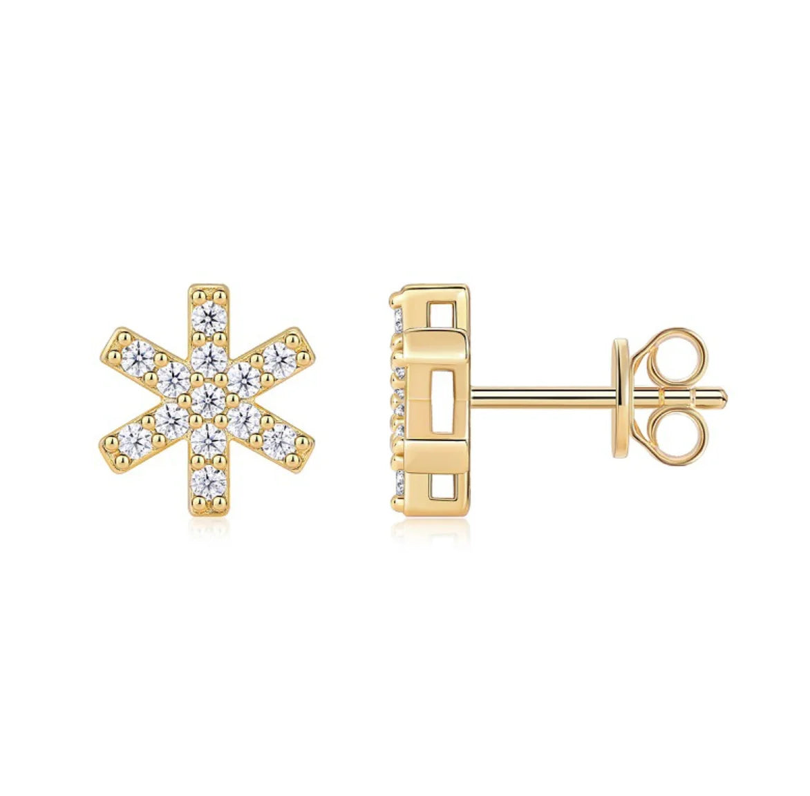 925 Sterling Silver 18K Gold Plated Stud Earrings 1.5mm Sparkling Moissanite Earrings for Women Piercing Jewelry Gift