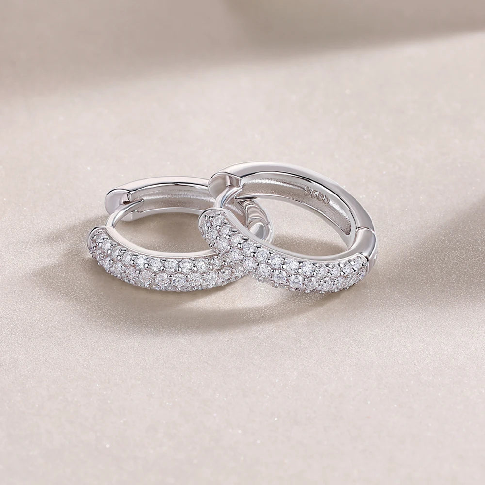 Moissanite Hoop Earrings for Women 18K Real Gold Plated Sterling Silver Hypoallergenic Lab Created Diamond Huggie Earrings