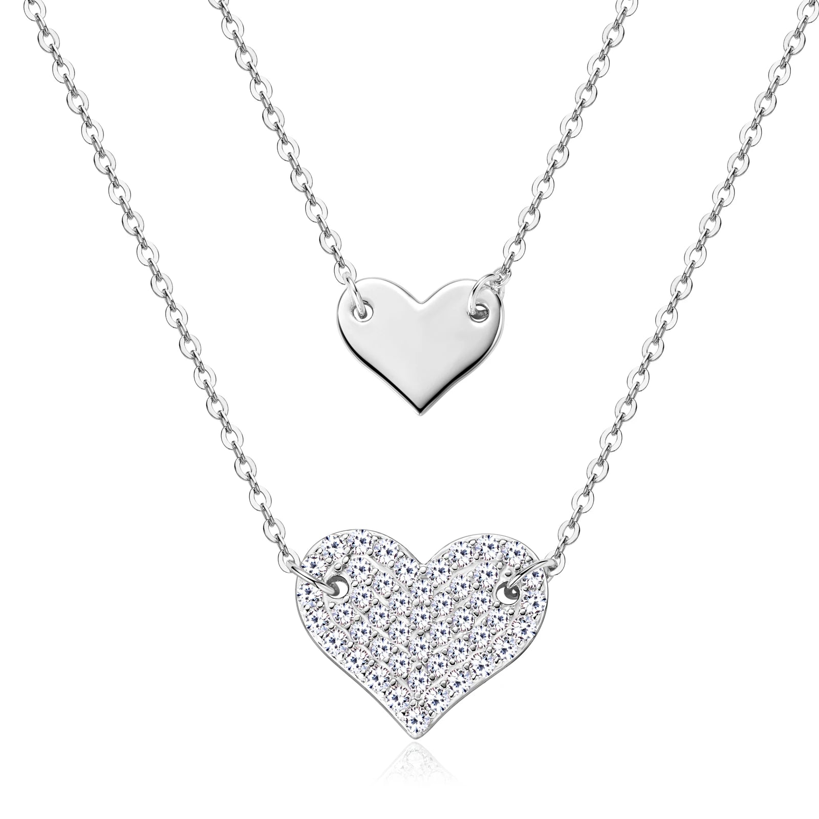 Full Moissanite Heart Pendant Necklace Original 925 Sterling Sliver Double Layered Clavicle Chain For Women Plated 18k Jewellry