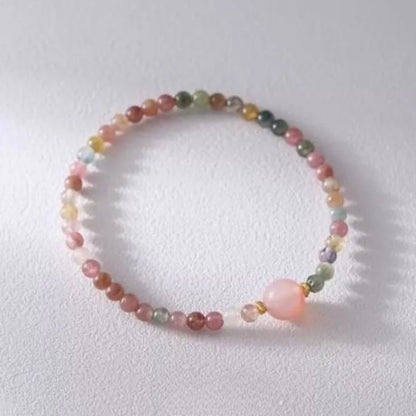 Colorful Beads Tourmaline Agate Beaded Women Bracelet