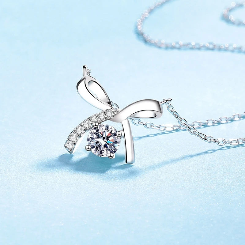 Girl Friend Valentine's Day 18K White Gold Daughter Birthday Gift Necklaces 0.5CT Moissanite Diamond PT950 Women Christmas Gift