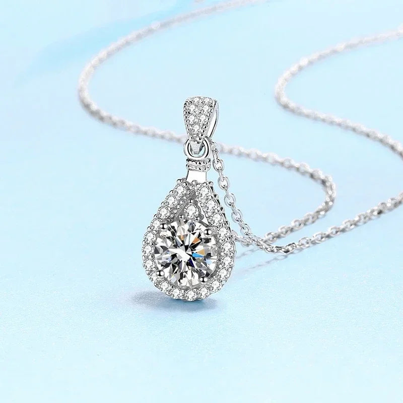 Women Valentine's Day 18K White Gold Wedding Necklaces 1/2/3/5CT Moissanite Diamond Pendant PT950 Platinum Girl Birthday Gift