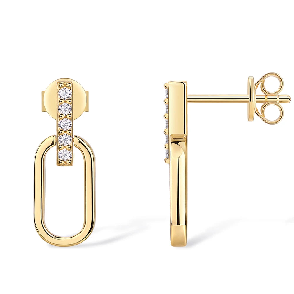 Moissanite Pandent Necklace Adjustable 925 Sterling Silver  2mm Paperclip Clavicle Chain for Women Daily Jewelry