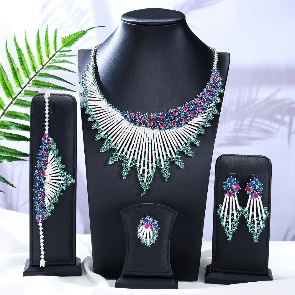 Luxury Gorgeous 4PCS Party Lady Bridal Wedding Jewelry Sets