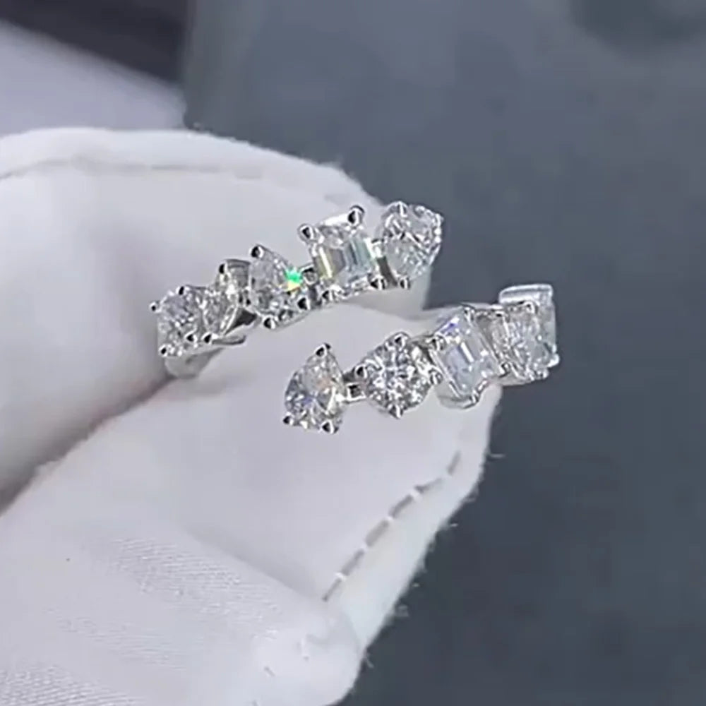 2.6cttw Special Shape Cut D Color Moissanite Rings for Women S925 Sterling Silver Plated 18K