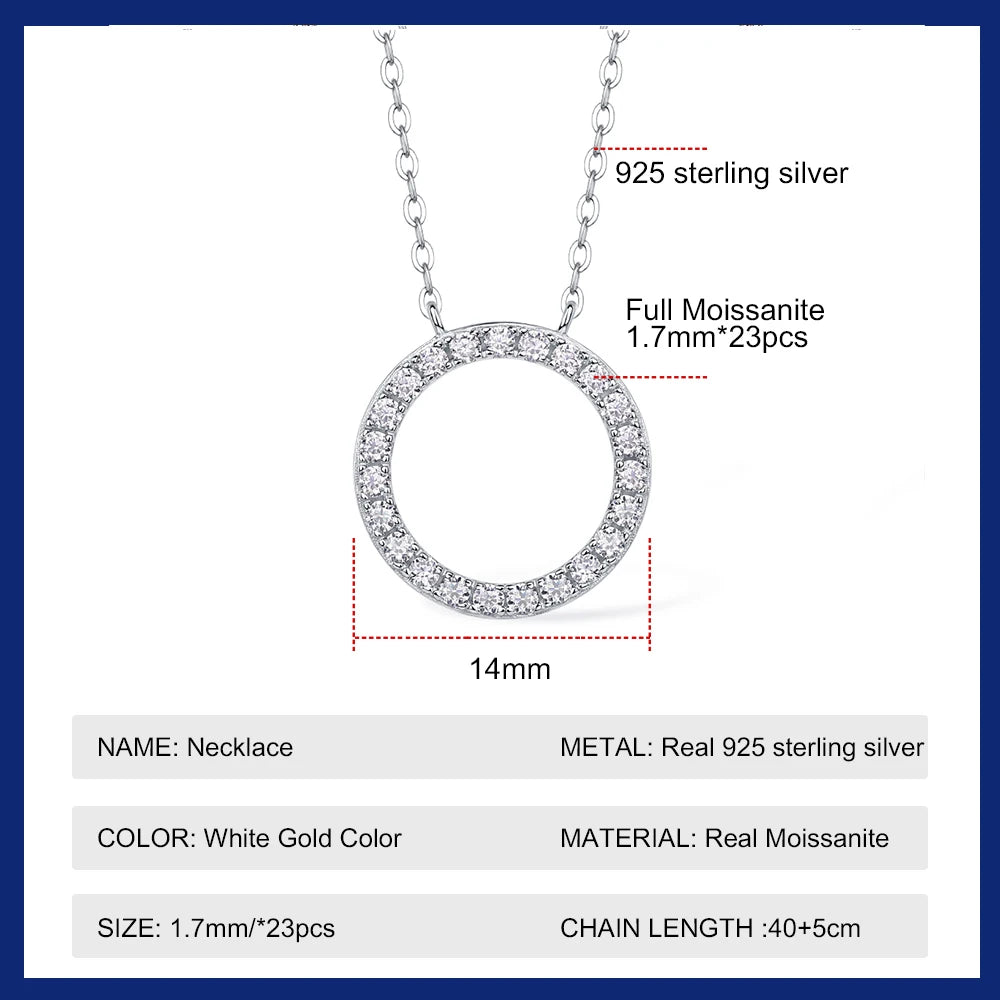 Moissanite Pendant Necklace 925 Sterling Silver Diamond Necklace Chain 1.7mm For Women Jewellry Gift GRA Certified