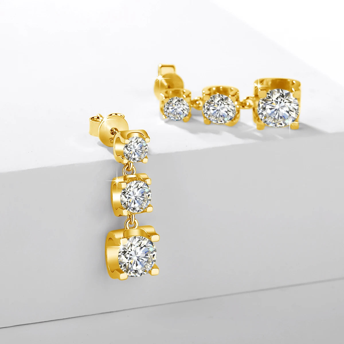 Moissanite Drop Earrings Gold Women D Color VVS1