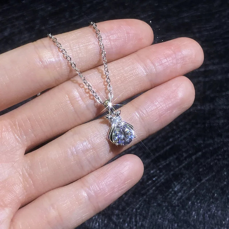Lucky Purse Necklace Moissanite Platinum PT950 1Ct Hypoallergenic Jewelry Luxury Gift