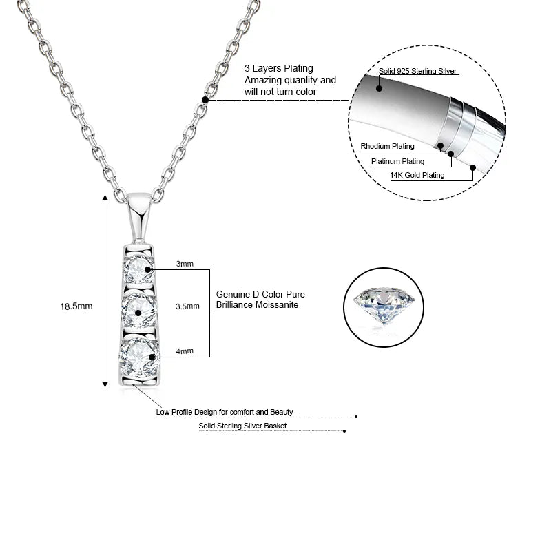 0.53cttw Moissanite Bar Necklaces