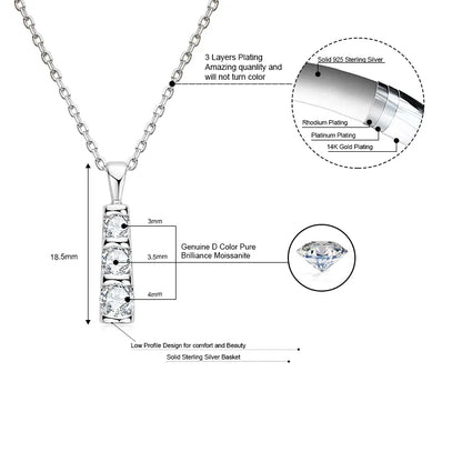 0.53cttw Moissanite Bar Necklaces