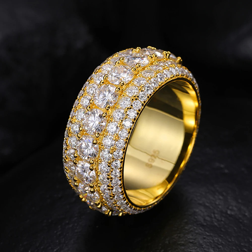 Moissanite Rings For Men Women 100% S925 Sterling Silver Plated 18K Real D Color