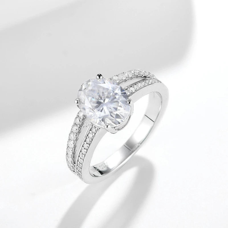 Moissanite Engagement Wedding 925 Sterling Silver Rings 2 Ct D Color Oval Cut For Women