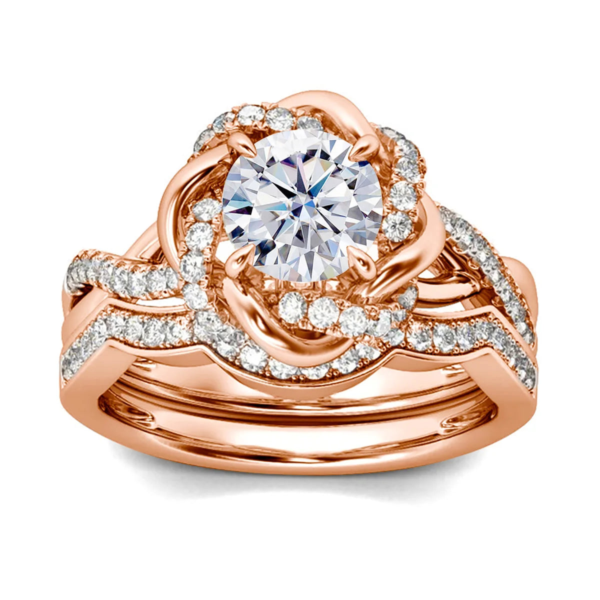 Moissanite Diamond Rings Set With Certificate 100% Sterling Silver 925 Luxury 2PCS