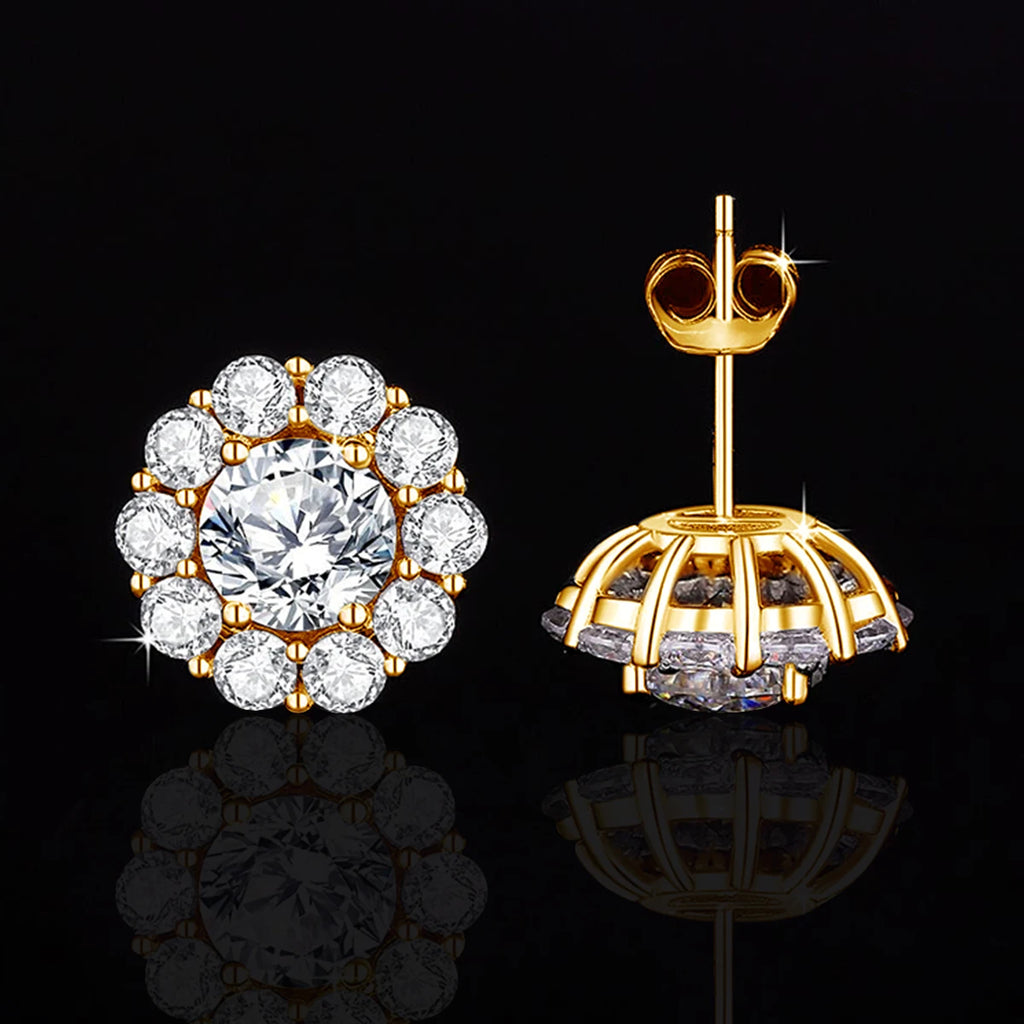 Moissanite Diamond Earrings With Certificate D Color VVS1 Charm Flower Studs Earrings 2 Carat