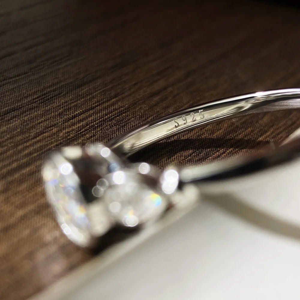 Moissanite Engagement Ring - D VVS1 S925 Silver 3-Stone