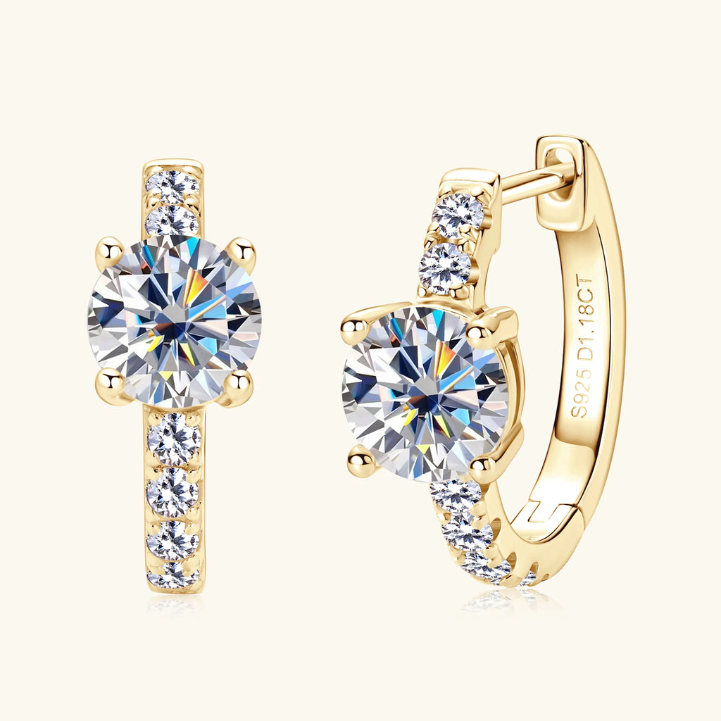 Full Moissanite Hoop Earrings 6.5mm D Color Diamond Earring White Gold Plated 925 Sterling Silver Huggie Earrings for Women Gift