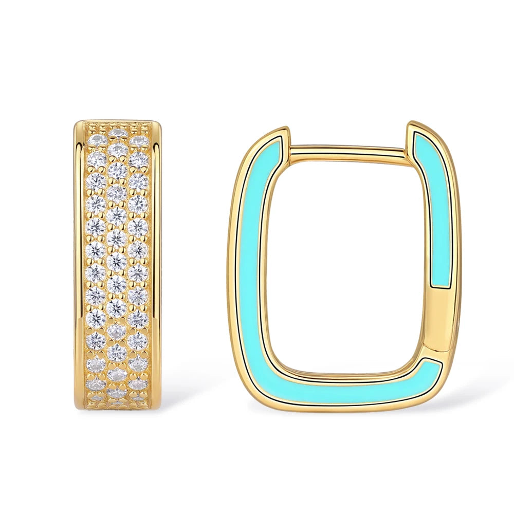 Hoop Earrings, Huggie Hoops 925 Sterling Silver Earrings for Women Sparkling Wedding Party Jewelry 1.2mm Moissanite