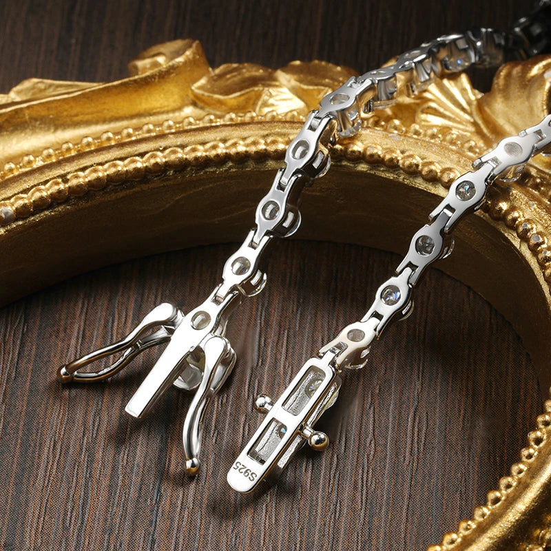 Moissanite Tennis Bracelet Solid s925 Sterling Silver Plated 18k White Gold 3mm D VVS1