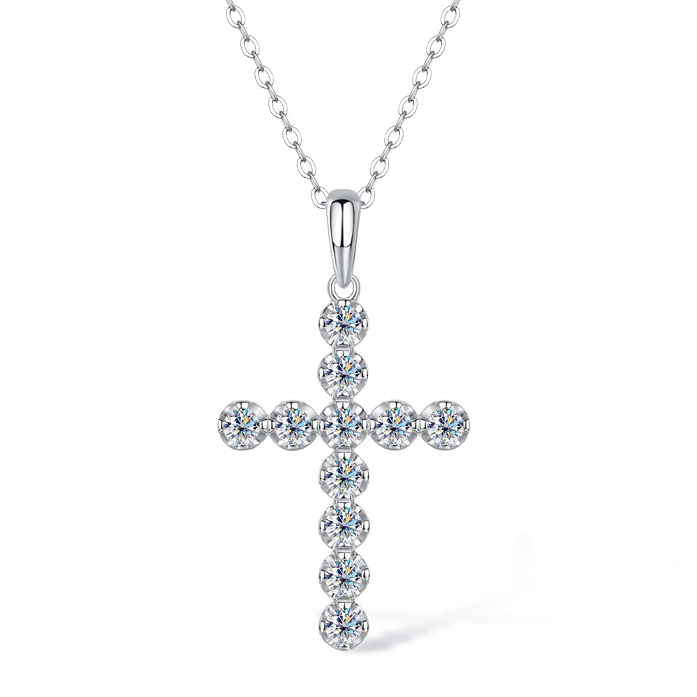 Moissanite Cross Pendant Necklace for Women Original s925 Sliver 2.5mm Collar Neckalces 2024 Trend Goth Party Wedding Jewelry