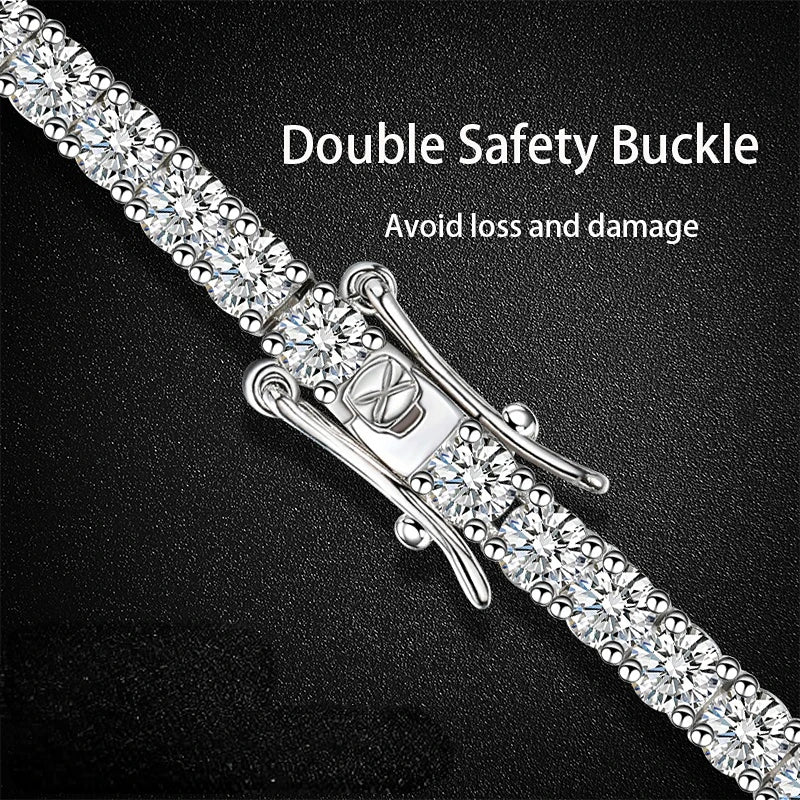 Moissanite Tennis Bracelets 5mm for Women 925 Sterling Silver White Gold Bangle Wedding Sparkles Lab Diamond Bracelet GRA