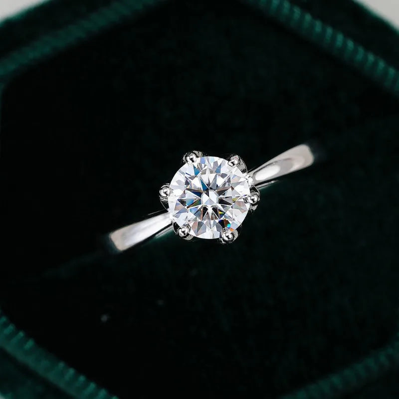 Daughter Birthday Gift 18K White Gold Women Valentine's Day Rings 1CT Moissanite Diamond PT950 Platinum Wedding Band Lover Party