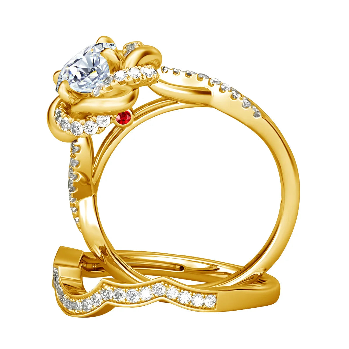 Moissanite Diamond Rings Set With Certificate 100% Sterling Silver 925 Luxury 2PCS