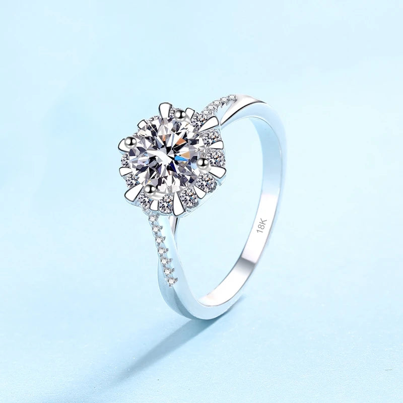 Women Engagement 18K White Gold Wedding Band 0.5/1CT Moissanite Diamond Girl Friend Birthday Gift PT950 Mother's Day Twist Rings