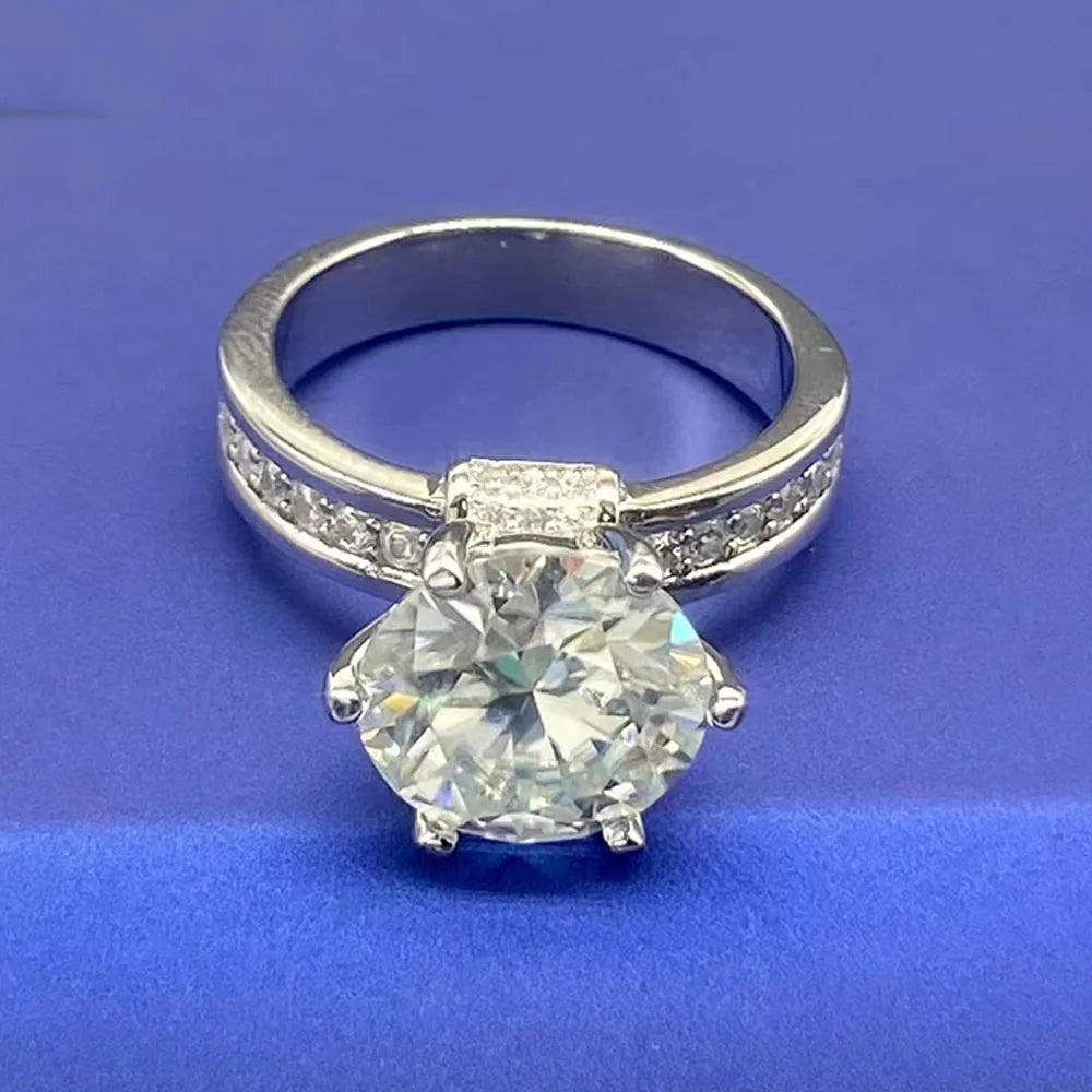 Moissanite Rings Women Gift 100% S925 Sterling Silver Plated 18K 3ct 5ct D Color
